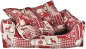 Preview: Hundebett Kitzbühel Rot aus robustem Stoff mit alpinem Muster – waschbares, hochwertiges Designer-Hundebett für große und kleine Hunde